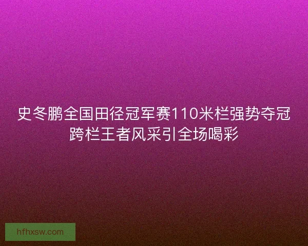 史冬鹏全国田径冠军赛110米栏强势夺冠跨栏王者风采引全场喝彩